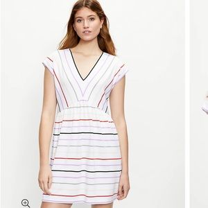 Loft | Striped V-Neck Swing Dress